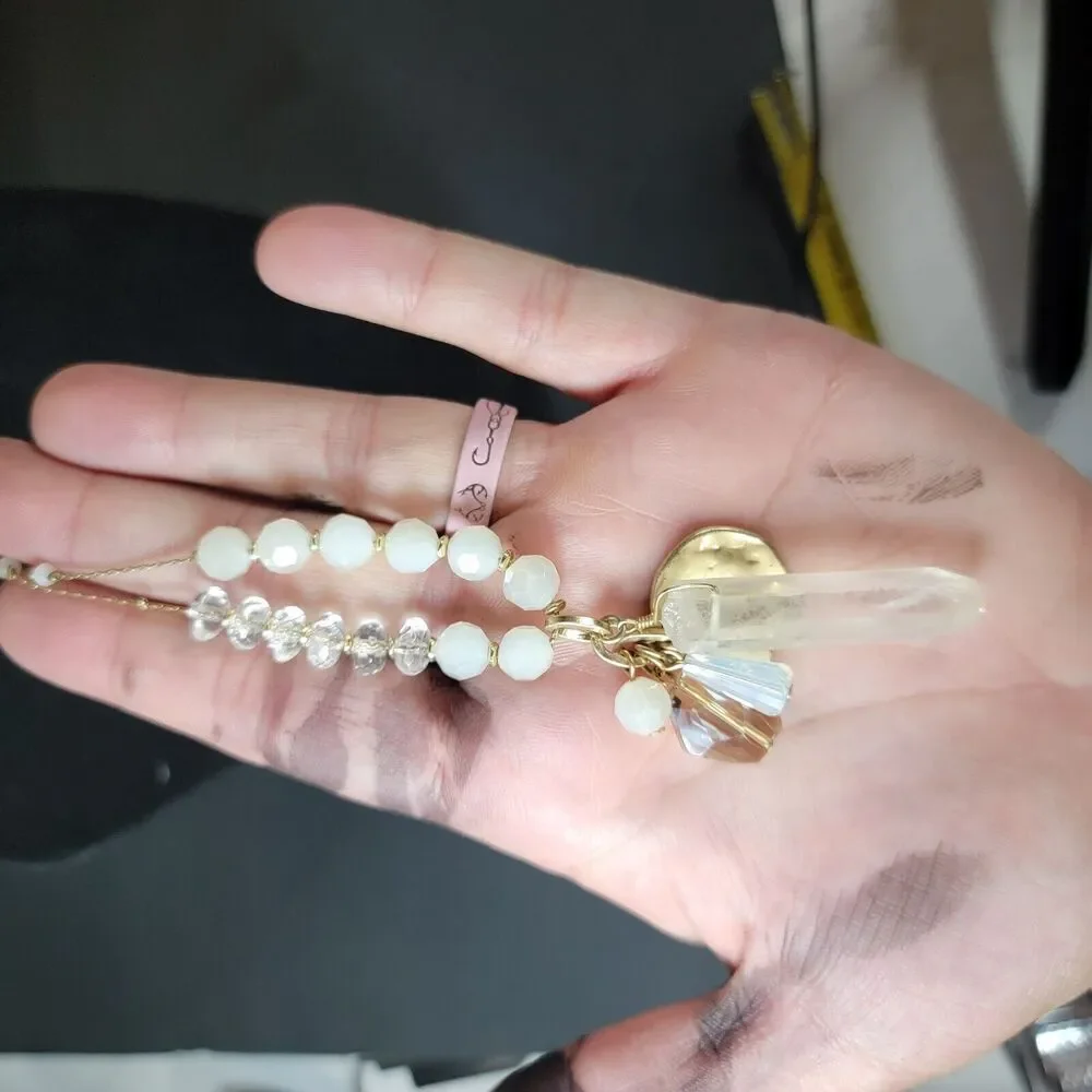 Signed‎ Designer Quality Gold tone Crystal Moonstone Necklace JB FB